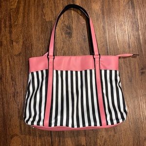 Pink/ White/Black PU Leather Tote Bag
